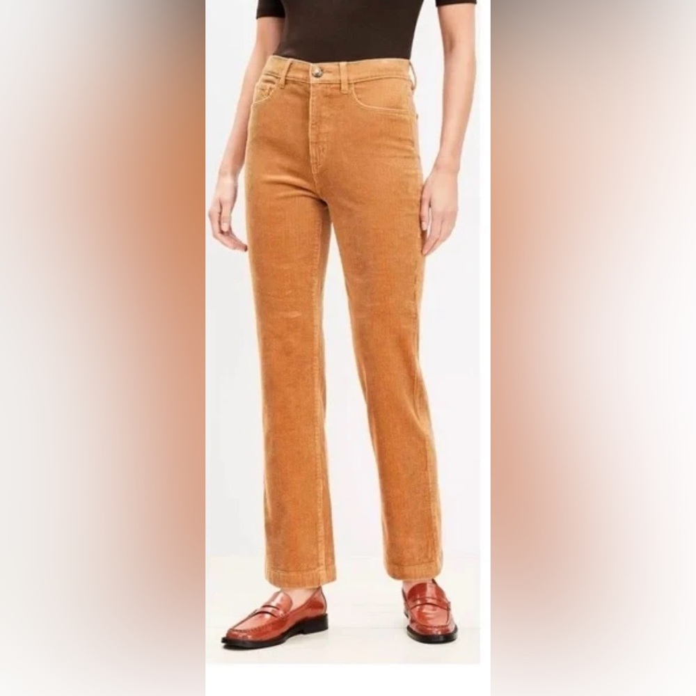High Waisted LOFT Corduroy Straight Ankle Pants Size 6 – Caramel Brown